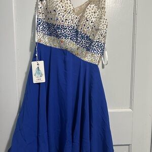 Blue and Cream Beaded Dress